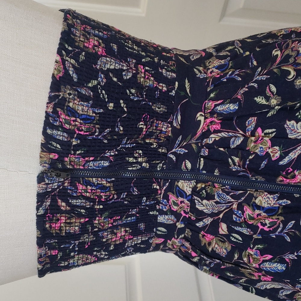 MM COUTURE by MISS ME Navy Strapless Dress Cotton Pink Floral Rosette SMALL - Picture 5 of 11